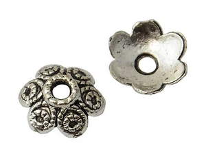 20 Antiqued Silver 11mm Flower Bead Caps Jewellery Findings Pearl Acccessories - Picture 1 of 1