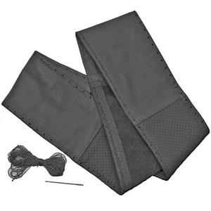 Volante Funda Mitad Perforado Gris Oscuro Cuero Natural 37 38 39 CM Funda [212] - Picture 1 of 1