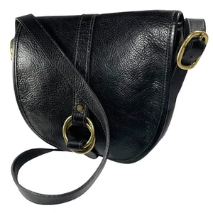 Vtg JW HULME BELMONT Black Shoulder Crossbody made in USA Flap Ring Handbag - Picture 1 of 14