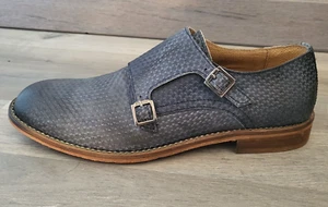 HAMAKI HO Mocassins cuir bleu canné double boucle talon plat Taille 45 - Photo 1/7