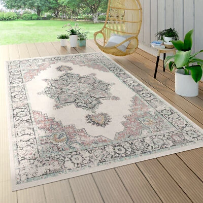 In- & Outdoor-Teppich Für Balkon Terrasse, Kurzflor Mit Orient-Design In Beige - Bild 1 von 4