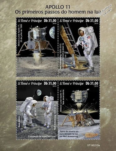 NASA APOLLO 11 50th Anniversary Moon Landing Space Stamp Sheet (2019 Sao Tome) Cover