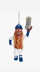 LA DODGERS 2024 World Series Champions DODGER DOG mascot Christmas Ornament NWT - Picture 1 of 3