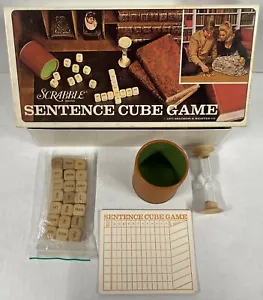 Vintage Scrabble Sentence Cube Table Game 1971 Wood Dice Word Fun Complete Nice - Picture 1 of 9