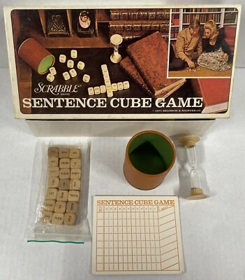 Vintage Scrabble Sentence Cube Table Game 1971 Wood Dice Word Fun Complete Nice - Image 1 of 4