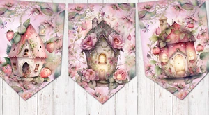 Enchanted Flower Fairy Houses Bunting - Girl's Party Room Bunting Decoration - Picture 1 of 7