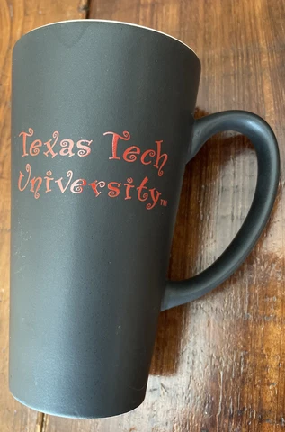 Texas Tech University Black Ceramic Coffee Mug  - 6” Tall With Text On 2 Sides Cover