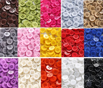 1/2 дюйма (12,5 мм) маленький размер 4 отверстия кнопки 15 цветов в ассортименте резиновая кнопка для - Изображение 1 из 4