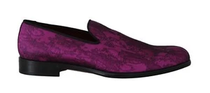 Dolce&Gabbana Men Purple Jacquard Loafers Dress Formal Shoes Slip On Flat Shoes - Picture 1 of 7