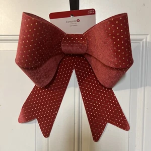 Celebrate It Red & Gold Velvet Christmas Bow For Porch, Chair, Mantle or Tree - Picture 1 of 3