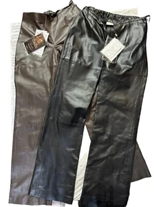 De Colección Nuevos Pantalones de Cuero Genuino Talla 8 P Lote Terry Lewis Mujer Marrón Negro Corte Bota - Imagen 1 de 16