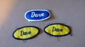 3 Vintage Name Patch  "Dave"   For Work Uniform  - Picture 1 of 2