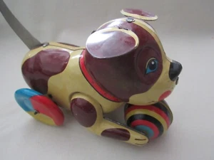 VINTAGE BRIO TIN TOY PUSH & GO DOG - WORKS GREAT - CUTE - Picture 1 of 5