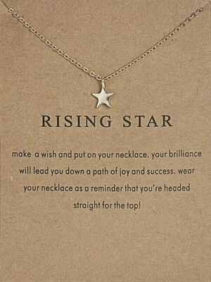 NEW WOMAN'S SENTIMENTAL RISING STAR MAKE A WISH STAR PENDANT NECKLACE WITH CARD  - Image 1 of 2