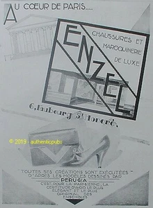 PUBLICITE ENZEL CHAUSSURES MAROQUINERIE DE LUXE SIGNE DYL DE 1928 FRENCH AD PUB - Picture 1 of 1