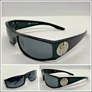 GAFAS DE SOL CLÁSICAS ESTILO HIP HOP RAPERO Marco Negro Plata Medallón Lente Oscura - Imagen 1 de 7