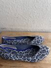 Rothy's Womens Gray Blue Leopard Knit Round Toe Slip On Ballet Flats Size 8.5 US