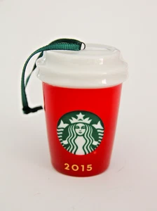 2015 datiert Starbucks Ornament rot Tasse Logo Mini Travel Mug Weihnachten 2,5" hoch - Bild 1 von 4