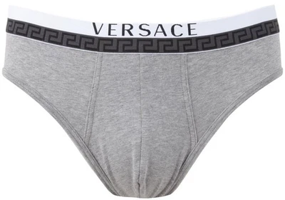 VERSACE Ropa Interior Calzoncillo Tiro Bajo Slip Gris Elástico Algodón Talla 5 Foto 1 de 4