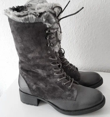 Pier One Damen Stiefel Gefüttert Grau Größe 41 - Bild 1 von 4