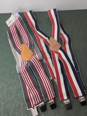 America's Choice Patriotic Suspenders No 110 4th of July American Flag w/Leather - Image 1 of 4