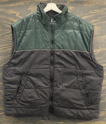 Chaleco polar vintage Y2K Faded Glory para hombre XL nailon cazador verde negro cremallera acolchada Foto 1 de 4