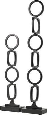 Deco 79 Aluminio Metal Abstracto Decorativo Escultura Apilados Anillos Geométricos Hom Foto 1 de 4