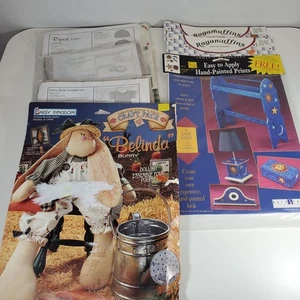 Vintage Craft Lot 7 Items Belinda Bunny Doll Kit Animal Clothes Iron Transfer - Picture 1 of 8