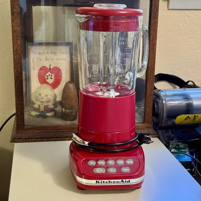 Batidora KitchenAid KSB5ER4 - Vidrio, Rojo Imperio, Excelente Estado, Hecha en EE. UU. Foto 1 de 4