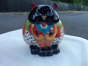 Talavera FAT CAT Planter MEXICO Art Pottery  10" x 9' - Picture 1 of 9