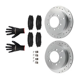 Rear Drilled Brake Rotors+Ceramic Brake Pads Set for Toyota Sequoia 2008-2021 - Picture 1 of 12