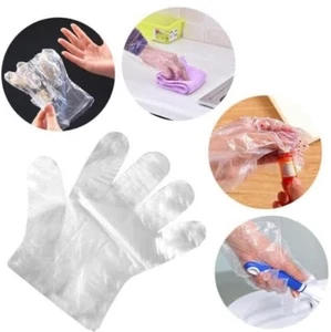 100 Guantes Desechables de Plástico Transparente PE Polietileno Seguro para Alimentos Catering Limpieza NUEVO - Imagen 1 de 8