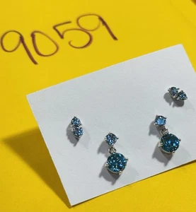 NIB Bomb Party Stud & Dangle Earrings Set RBP Deep Blue Rhodium Pl - Picture 1 of 7