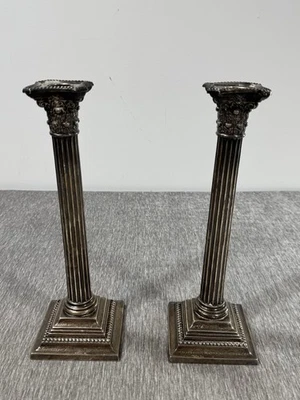 Par de candelabros Gorham de plata esterlina columna corintia 12" neoclásico A3208 Foto 1 de 4