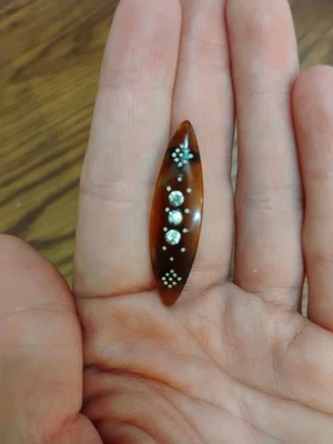 Vintage Art Deco Hair Barrette Tortoise Shell Celluloid Rhinestones  - Image 1 of 4
