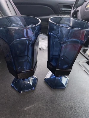 Винтажный FOSTORIA 6,875 «ледяной чай VIRGINIA темно-синий стакан для напитков - набор из 2 - Изображение 1 из 4