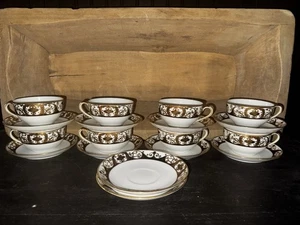 Noritake 20056 Muster Schwarz & Gold Tassen & Untertassen (8 plus 2 extra Untertassen) - Bild 1 von 3