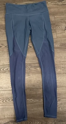 Leggings femininas Alo Yoga pequeno azul movimento malha painel academia treinamento corrida - Imagem 1 de 4