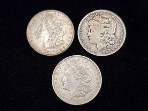 1887, 1889-O & 1921 Morgan Silver Dollars NICE! - Imagen 1 de 2
