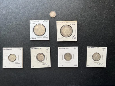 Lote de plata Australia/Nuevo Zelanda - 7 monedas, finura .5 - .925, total ASW - .851 oz Foto 1 de 2