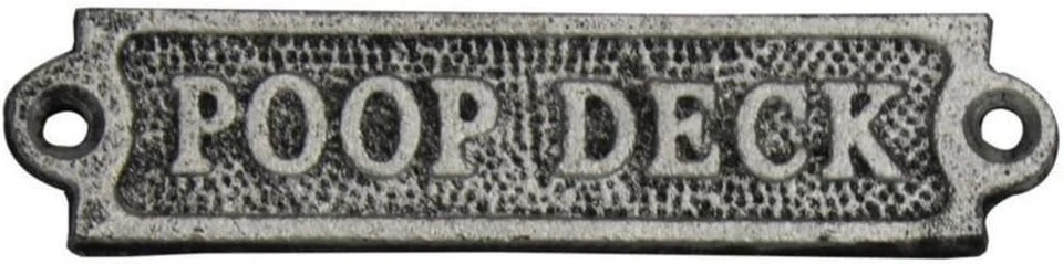 Letrero de puerta Hampton náutico rústico plata hierro fundido cubierta de caca novedad  Foto 1 de 1