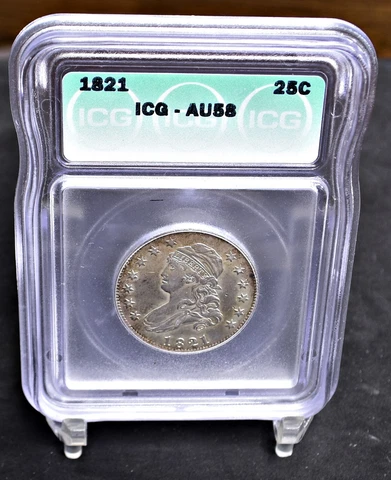 1821 Bust Quarter - ICG AU58 (#46493) Cover