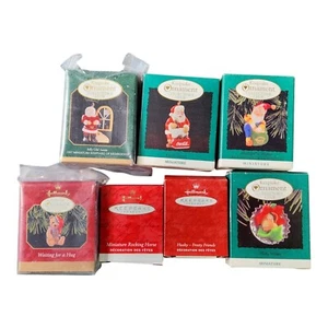 Hallmark Vintage Lot of 7 Miniature Keepsake Club Ornaments Very Good Condition - Picture 1 of 3