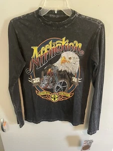 Affliction Live Fast Youth Size Small Black Long Sleeve Tee Printed Front/Back - Picture 1 of 7