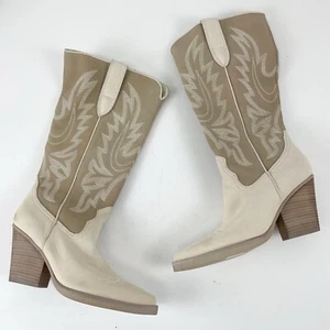 Dolce Vita Blanch Western Booties Taupe Nubuck Shoe Womens Size 6.5 Tan Neutral - Picture 1 of 14