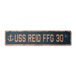 USS REID FFG 30 Vintage Street Sign us navy ship veteran sailor rustic gift - Picture 1 of 4
