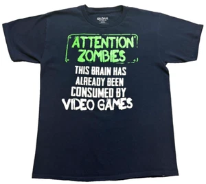 Gildan T-Shirt Boys Size 2XL 18 Black Green Short Sleeves Zombies Video Games - Picture 1 of 4