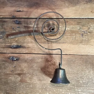 Country Store Shop Keeper Hanging Antique Brass Spring Door Bell. (1 of 5 avail) - Picture 1 of 8