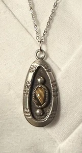 Vintage Tiger’s Eye 925 Sterling Silver Necklace 24 In - Picture 1 of 12