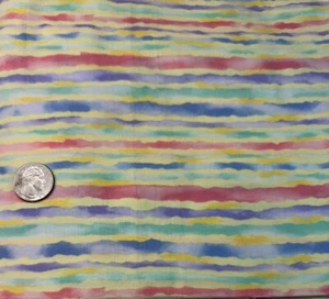1 1/2 Yd Krazy Kats Cats & Mary Lou Too Weidman Cotton Fabric OOP Pastel Stripe - Picture 1 of 2
